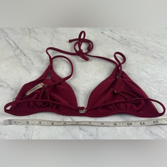 GIGI C Burgundy Triangle String Bikini Top - Picture 6 of 13